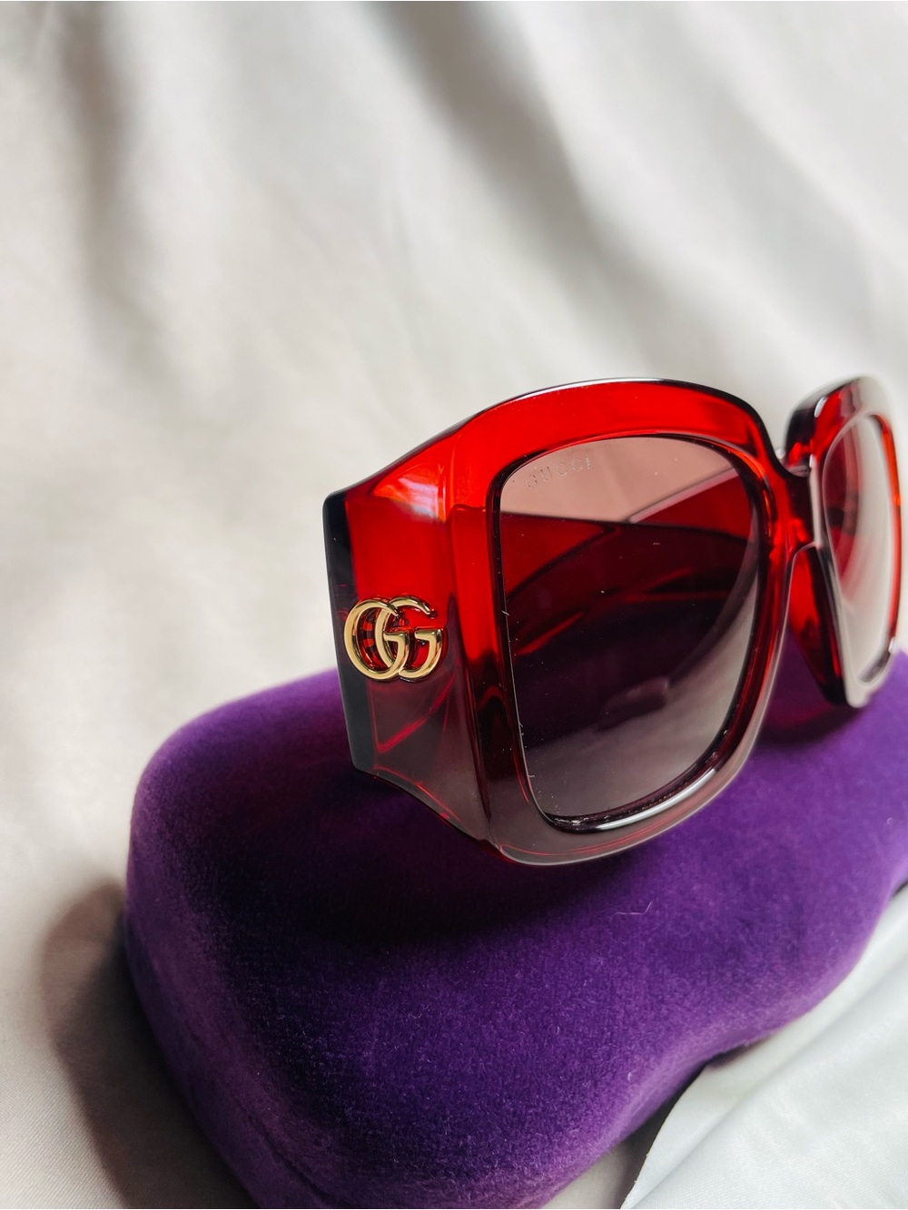 Gucci GG1402SA 003 Oversized Square Sunglasses – Burgundy Red Frame, Gradient